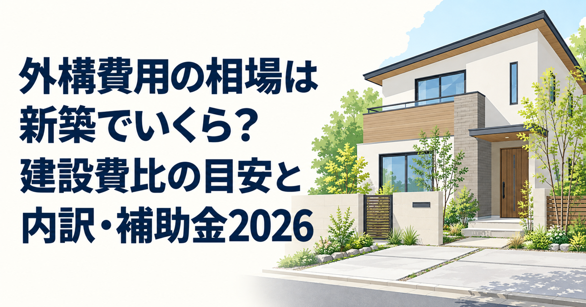 外構費用の相場は新築でいくら？建設費比の目安と内訳・補助金2026